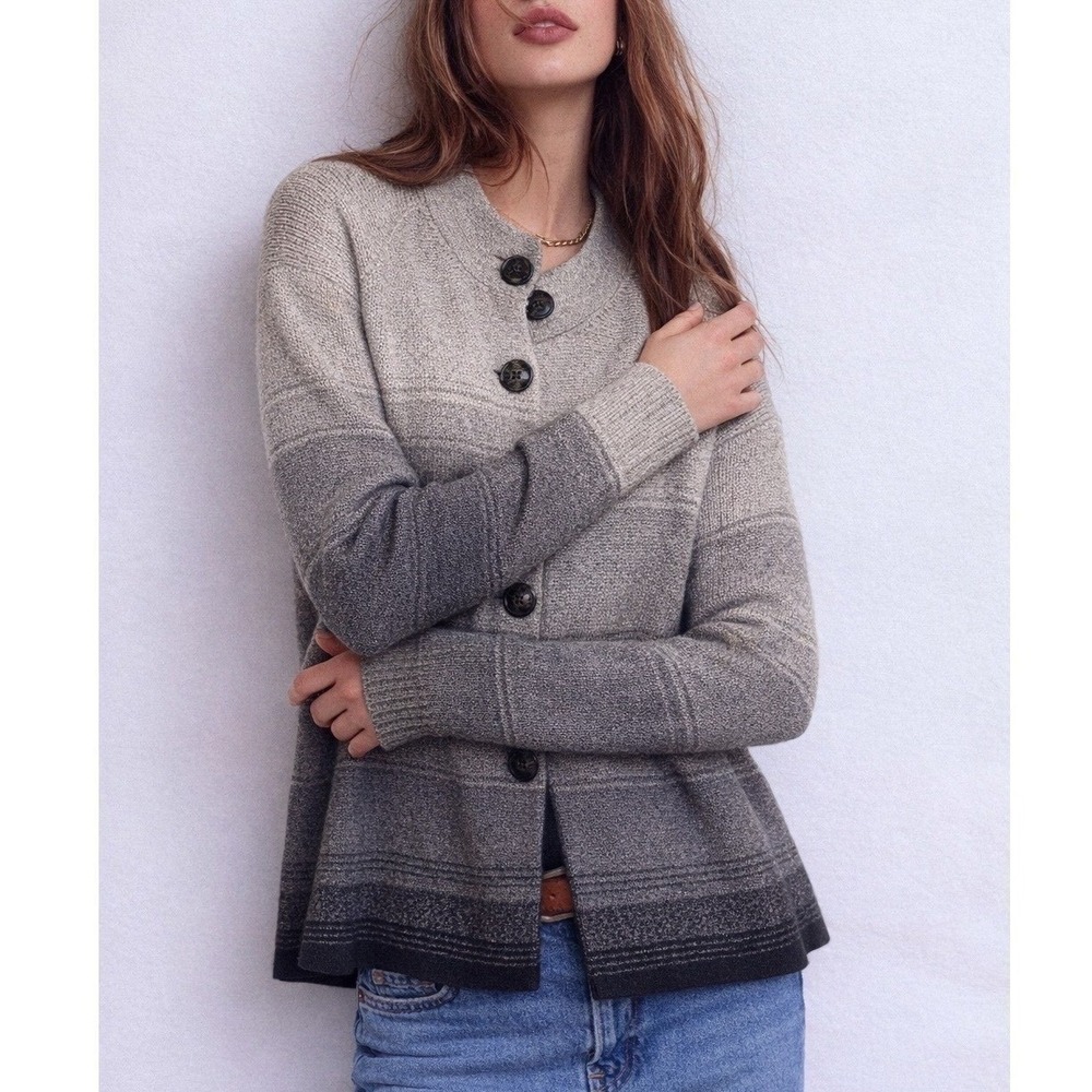 Macy's JM Collection Black/Gray Ombre Button Down Sweater Blazer